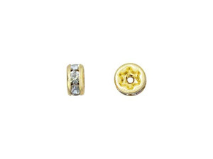 Gold-Plated 4.5mm Light Sapphire Rhinestone Rondelle Spacer Bead Gold-Plated 4.5mm Light Sapphire Rhinestone Rondelle Spacer Bead