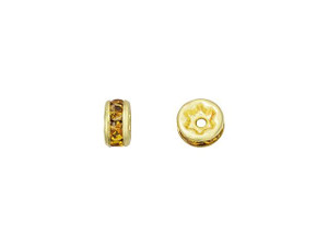 Gold-Plated 4.5mm Medium Topaz Rhinestone Rondelle Spacer Bead Gold-Plated 4.5mm Medium Topaz Rhinestone Rondelle Spacer Bead