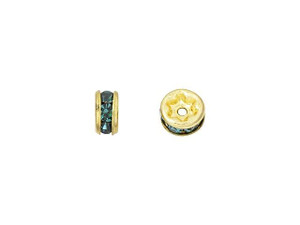 Gold-Plated 4.5mm Montana Blue Rhinestone Rondelle Spacer Bead Gold-Plated 4.5mm Montana Blue Rhinestone Rondelle Spacer Bead