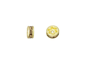 Gold-Plated 4.5mm Medium Topaz Rhinestone Rondelle Spacer Bead