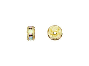 Gold-Plated 5mm Crystal AB Rhinestone Rondelle Spacer Bead Gold-Plated 5mm Crystal AB Rhinestone Rondelle Spacer Bead