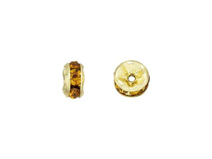 Gold-Plated 5mm Medium Topaz Rhinestone Rondelle Spacer Bead Gold-Plated 5mm Medium Topaz Rhinestone Rondelle Spacer Bead
