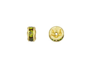 Gold-Plated 5mm Olivine Rhinestone Rondelle Spacer Bead Gold-Plated 5mm Olivine Rhinestone Rondelle Spacer Bead