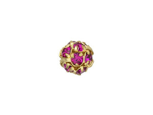 Gold-Plated 6mm Fuchsia Rhinestone Ball Bead Gold-Plated 6mm Fuchsia Rhinestone Ball Bead