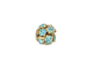 Gold-Plated 6mm Light Aquamarine Rhinestone Ball Bead Gold-Plated 6mm Light Aquamarine Rhinestone Ball Bead