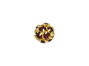 Gold-Plated 6mm Siam Ruby Rhinestone Ball Bead Gold-Plated 6mm Siam Ruby Rhinestone Ball Bead