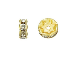 Gold-Plated 8mm Black Diamond Rhinestone Rondelle Spacer Bead Gold-Plated 8mm Black Diamond Rhinestone Rondelle Spacer Bead
