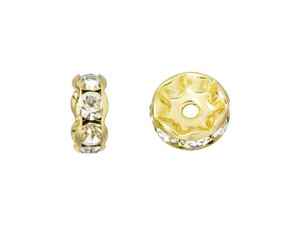 Gold-Plated 8mm Crystal Rhinestone Rondelle Spacer Bead Gold-Plated 8mm Crystal Rhinestone Rondelle Spacer Bead