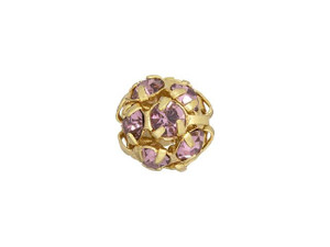 Gold-Plated 8mm Light Amethyst Rhinestone Ball Bead Gold-Plated 8mm Light Amethyst Rhinestone Ball Bead