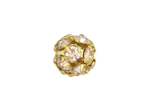 Gold-Plated 8mm Rosaline Rhinestone Ball Bead Gold-Plated 8mm Rosaline Rhinestone Ball Bead