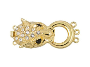 Gold-Plated Panther 3 Ring Clasp with Crystals Gold-Plated Panther 3 Ring Clasp with Crystals
