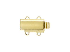 Gold-Plated Rectangle Clasp, 13x6mm with 2 Rings Gold-Plated Rectangle Clasp, 13x6mm with 2 Rings