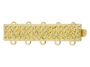 Gold-Plated Rectangle Clasp, 32x7mm with 5 Rings Gold-Plated Rectangle Clasp, 32x7mm with 5 Rings