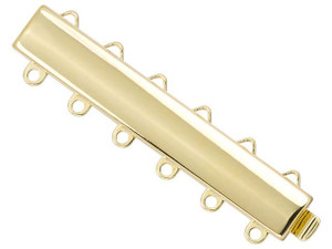 Gold-Plated Rectangle Clasp, 37x6mm with 6 Rings Gold-Plated Rectangle Clasp, 37x6mm with 6 Rings