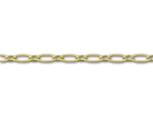 Gold-Plated Textured Oval Cable Chain by the Foot