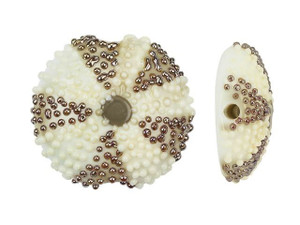 Grace Lampwork Ivory Sea Urchin Lentil Focal Bead Grace Lampwork Ivory Sea Urchin Lentil Focal Bead