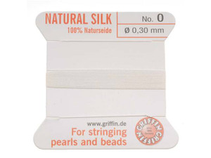 Griffin Bead Cord 100% Silk - No. 0 (0.30mm) White Griffin Bead Cord 100% Silk - No. 0 (0.30mm) White