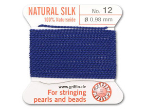 Griffin Bead Cord 100% Silk - No. 12 (0.98mm) Dark Blue Griffin Bead Cord 100% Silk - No. 12 (0.98mm) Dark Blue