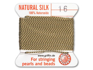 Griffin Bead Cord 100% Silk - No. 16 (1.05mm) Beige Griffin Bead Cord 100% Silk - No. 16 (1.05mm) Beige