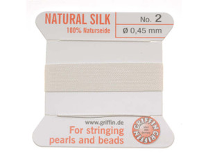Griffin Bead Cord 100% Silk - No. 2 (0.45mm) White