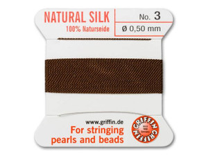 Griffin Silk Beading Cord & Needle Size 2 Brown, Women's, White