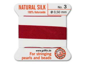 Griffin Bead Cord 100% Silk - No. 3 (0.50mm) Garnet Griffin Bead Cord 100% Silk - No. 3 (0.50mm) Garnet