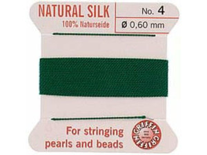 Griffin 100% Natural Silk Bead Cord - White #2 With Stainless Steel Needle, 2 Meter Spool