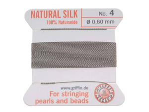 Griffin Bead Cord 100% Silk - No. 4 (0.60mm) Grey Griffin Bead Cord 100% Silk - No. 4 (0.60mm) Grey