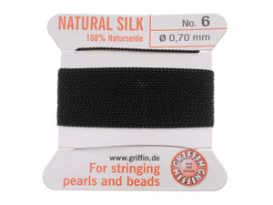 Griffin Bead Cord 100% Silk - No. 6 (0.70mm) Black Griffin Bead Cord 100% Silk - No. 6 (0.70mm) Black