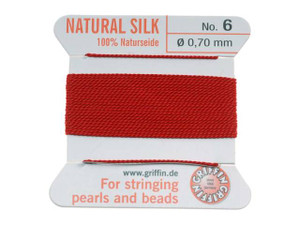 Griffin Bead Cord 100% Silk - No. 6 (0.70mm) Red Griffin Bead Cord 100% Silk - No. 6 (0.70mm) Red