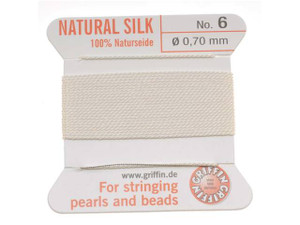Griffin Bead Cord 100% Silk - No. 6 (0.70mm) White Griffin Bead Cord 100% Silk - No. 6 (0.70mm) White
