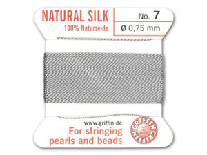 Griffin Bead Cord 100% Silk - No. 7 (0.75mm) Grey Griffin Bead Cord 100% Silk - No. 7 (0.75mm) Grey