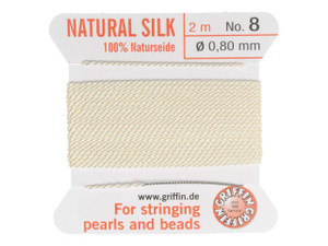 Griffin Bead Cord 100% Silk - No. 8 (0.80mm) White Griffin Bead Cord 100% Silk - No. 8 (0.80mm) White