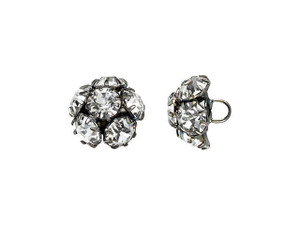 Gunmetal-Plated 12mm Crystal Rhinestone Carnation Button Gunmetal-Plated 12mm Crystal Rhinestone Carnation Button