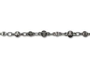 Gunmetal-Plated Brass Alternating Tiny and Small Disc Chain by the Foot Gunmetal-Plated Brass Alternating Tiny and Small Disc Chain by the Foot