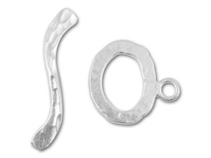Hill Tribe Silver Wavy Hammered Oval Toggle Clasp Hill Tribe Silver Wavy Hammered Oval Toggle Clasp