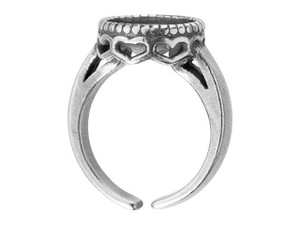 JBB 10mm Antique Silver-Plated Pewter Heart Bezel Adjustable Ring JBB 10mm Antique Silver-Plated Pewter Heart Bezel Adjustable Ring