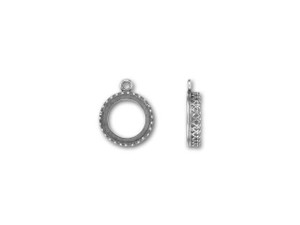JBB 14mm Antique Silver-Plated Brass Crown Ribbon Round Charm Setting JBB 14mm Antique Silver-Plated Brass Crown Ribbon Round Charm Setting