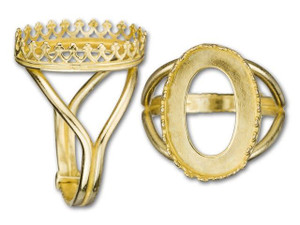 JBB 18x13mm Brass Oval Crown Bezel Locking Ring JBB 18x13mm Brass Oval Crown Bezel Locking Ring