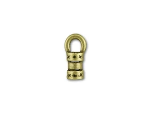 JBB 2mm Antique Brass Fancy Crimp End Cap with Loop