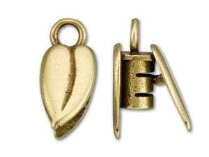 JBB 3mm Antique Brass Leaf Fancy Crimp End Cap JBB 3mm Antique Brass Leaf Fancy Crimp End Cap
