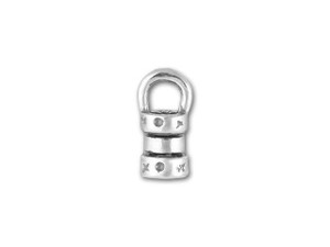 JBB 3mm Antique Sterling Silver Fancy Crimp End Cap with Loop JBB 3mm Antique Sterling Silver Fancy Crimp End Cap with Loop