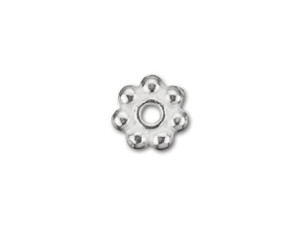 JBB 4mm Silver-Plated Pewter Daisy Spacer Bead JBB 4mm Silver-Plated Pewter Daisy Spacer Bead