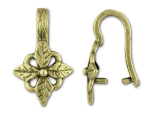 JBB Antique Brass Four Petal Flower Pinch Bail