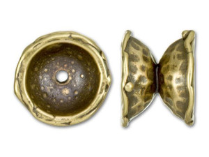 JBB Antique Brass-Plated Pewter Double Sided Hammered Bead Cap JBB Antique Brass-Plated Pewter Double Sided Hammered Bead Cap