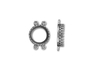 JBB Antique Silver-Plated Brass 2-Strand Round Crown Bezel Link JBB Antique Silver-Plated Brass 2-Strand Round Crown Bezel Link