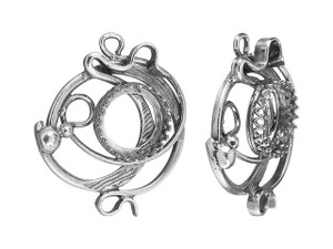 JBB Antique Silver-Plated Brass Abstract Round Bezel Pendant JBB Antique Silver-Plated Brass Abstract Round Bezel Pendant