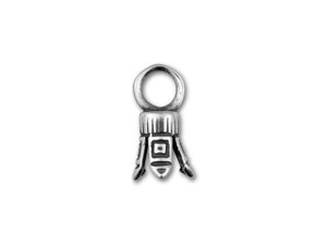 JBB Antique Silver-Plated Pewter Ancient Design Crimp End Cap with Loop JBB Antique Silver-Plated Pewter Ancient Design Crimp End Cap with Loop