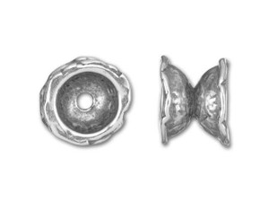 JBB Antique Silver-Plated Pewter Double Sided Textured Bead Cap JBB Antique Silver-Plated Pewter Double Sided Textured Bead Cap