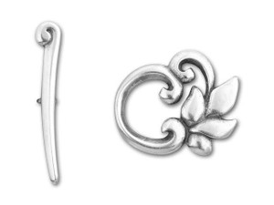 JBB Antique Silver-Plated Pewter Leaves Toggle Clasp JBB Antique Silver-Plated Pewter Leaves Toggle Clasp